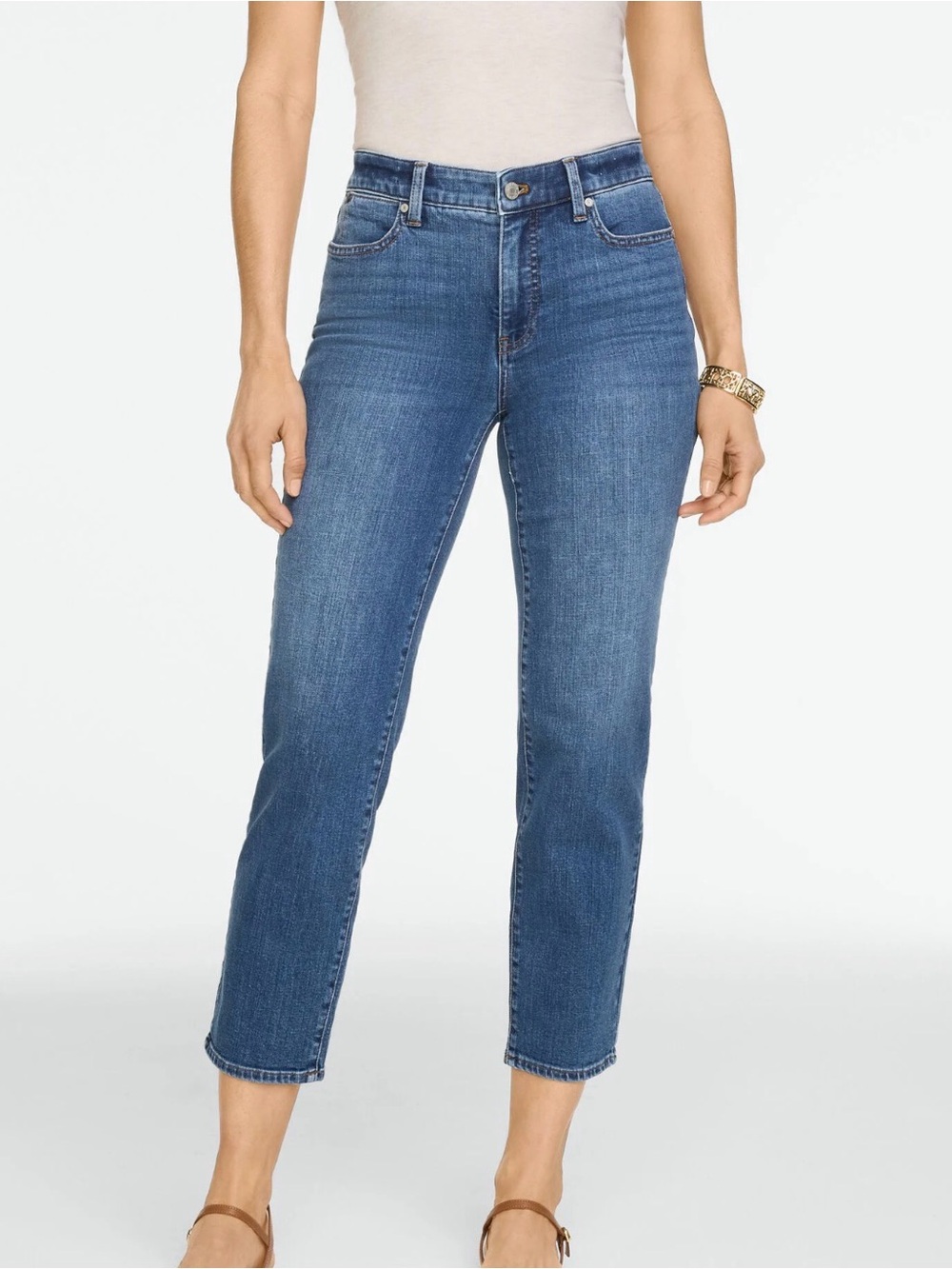 Talbots Stretch Straight Leg Crop Jean Lenox Wash Sz 12P Classic & Classy Petite